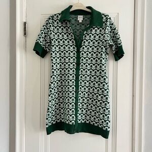 Maeve Green and White Mini Sweater Dress